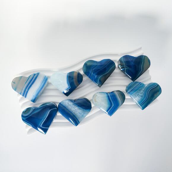 Blue Agate Heart Crystal Carving Dyed - Picture 2 of 7